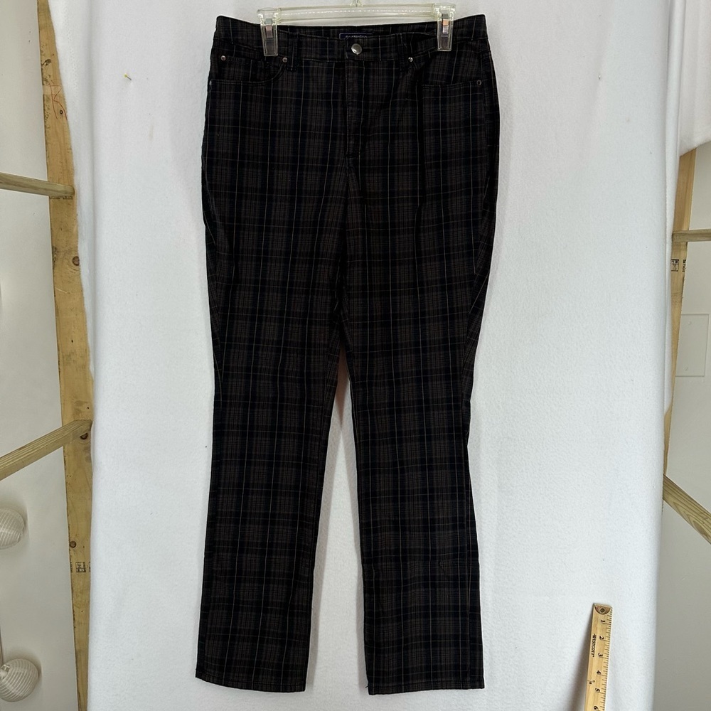 Charter Club Lexington Straight Plaid Bootcut Pants Women’s 10 Navy Blue